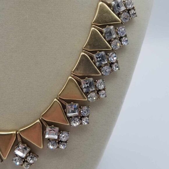 J Crew Matte Finish Triangle Crystal Rhinestone Cluster Necklace - Picture 10 of 12